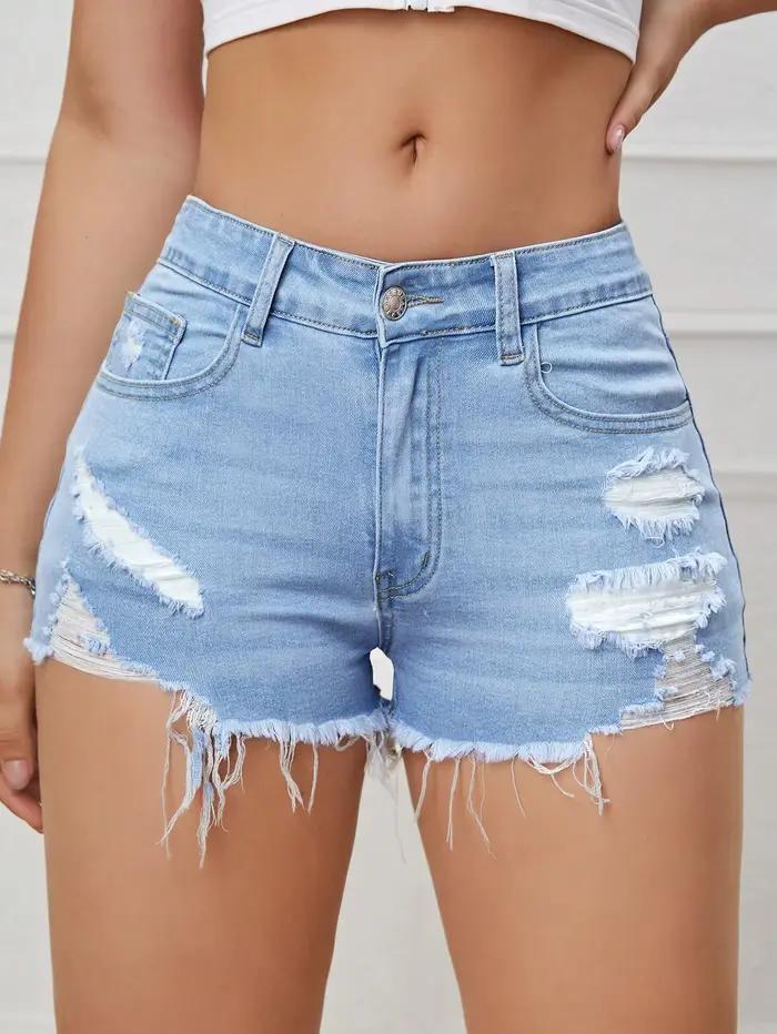 Short en Denim brut déchiré pour femmes