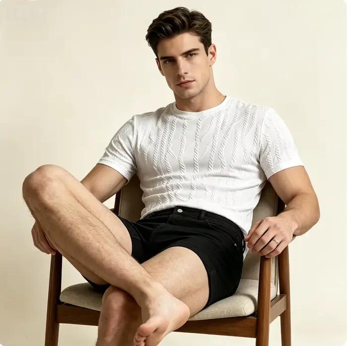 Shorts en jean déchiré délavé pour homme