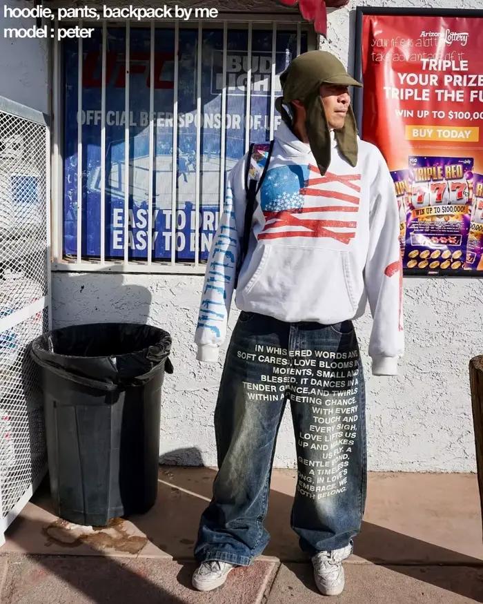 Jeans Y2K pour hommes, style vintage américain