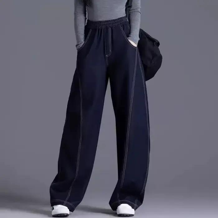 Jeans femmes 2025 pantalon à jambes larges ample taille haute coton denim décontracté printemps automne occassions variées