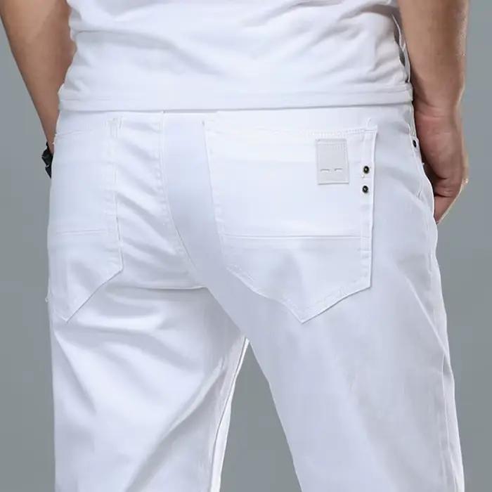 Jean Blanc Décontracté de Shan Bao pour Hommes Style Slim Occasions Printemps Été