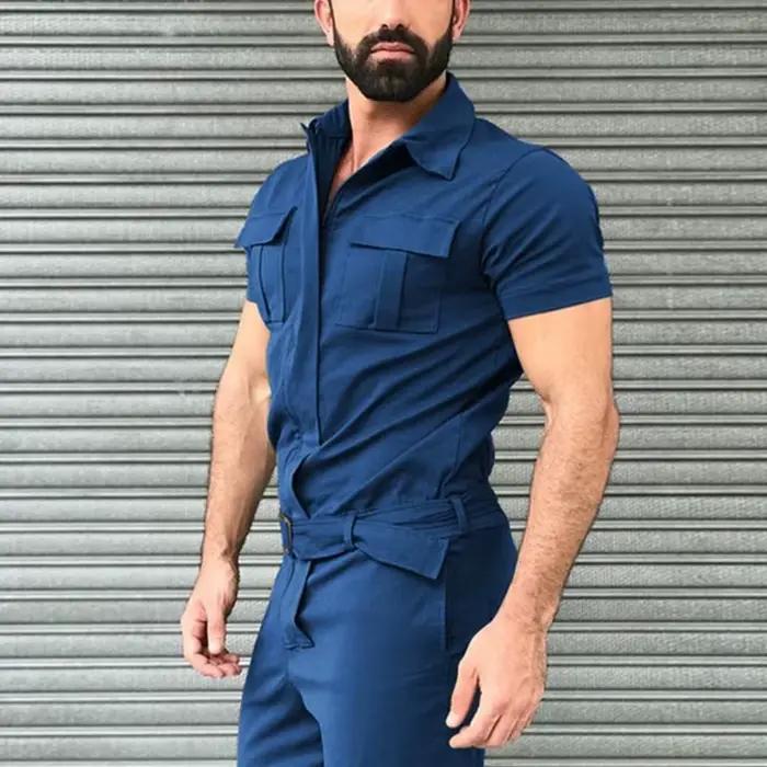 Combinaisons zippées à manches courtes pour hommes