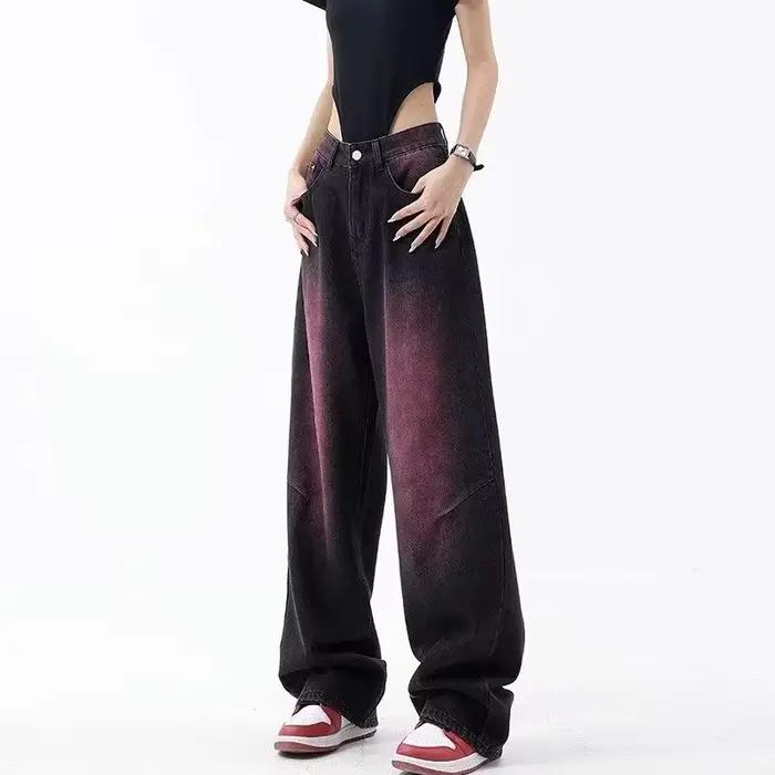 Pantalon en denim taille haute pour femme