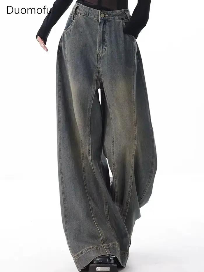 Duomofu automne nouveau Vintage Simple mince taille haute jean classique