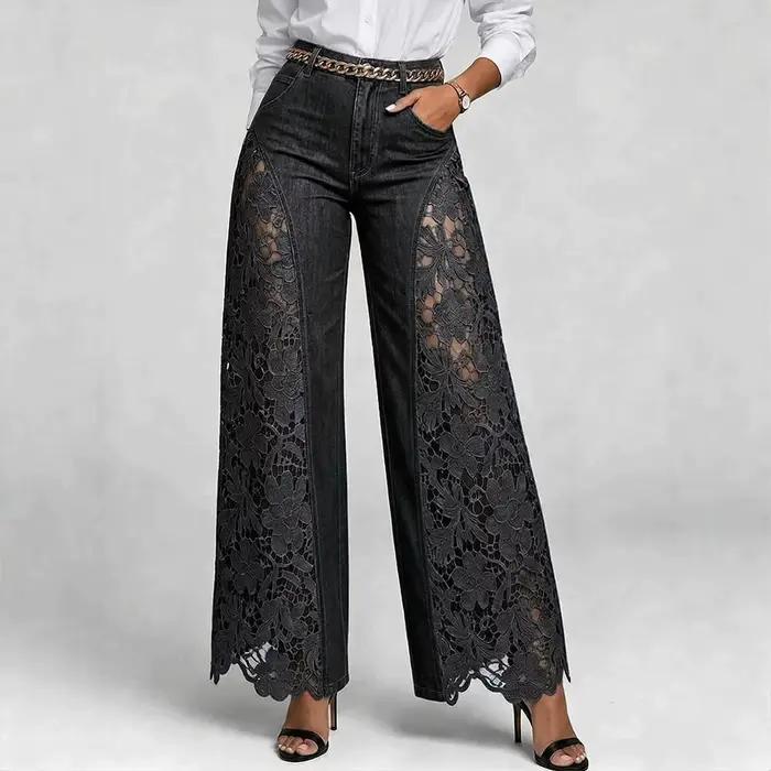 Pantalon large taille haute pour femme