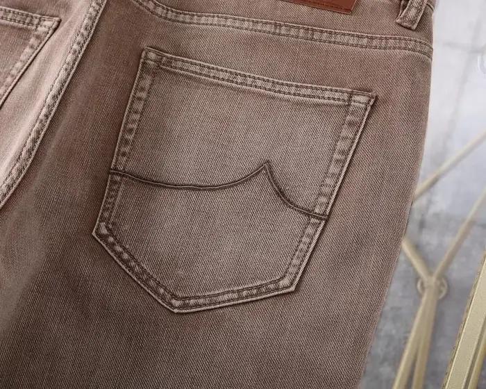 BLLIYOSS jean mince coton hommes 2025 printemps été nouvelle entreprise broderie droite extérieur pantalon vieil argent de haute qualité