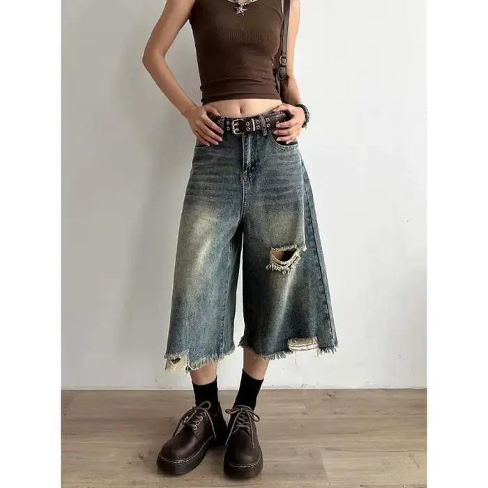 Jean taille haute à jambe large pour femme