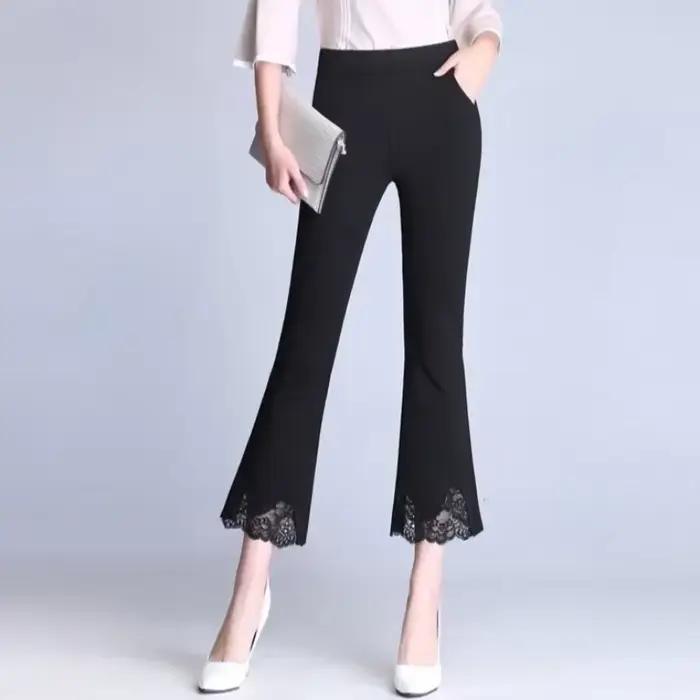 Pantalon élastique taille haute pour femme, pantalon large, vêtement chic et élégant, qualité G, mode coréenne, nouveau média pour toutes occasions spéciales