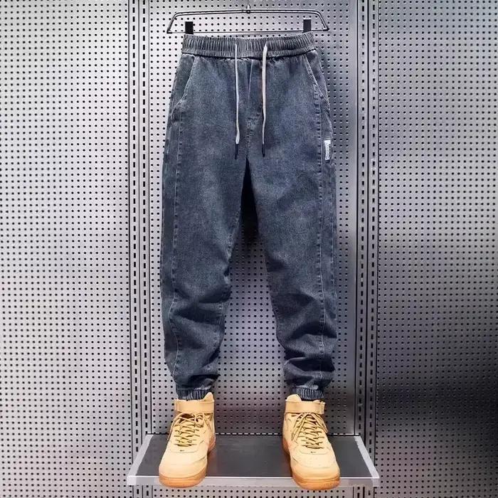 Jean décontracté pour homme, coupe ample, taille élastique, avec revers, style sport, nouvelle collection automne-printemps, toucher premium