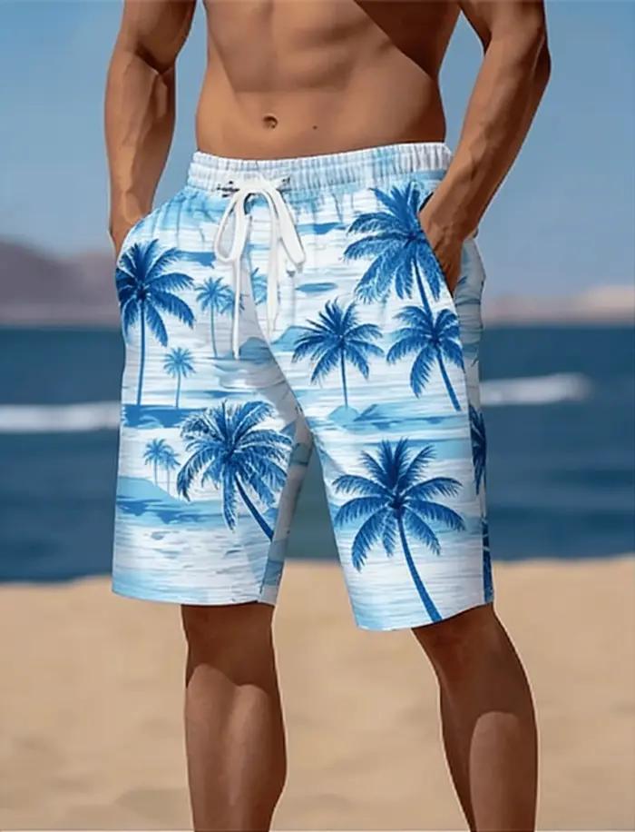 Shorts de plage/culottes de bain pour hommes avec imprimé floral hawaïen rétro en 3D