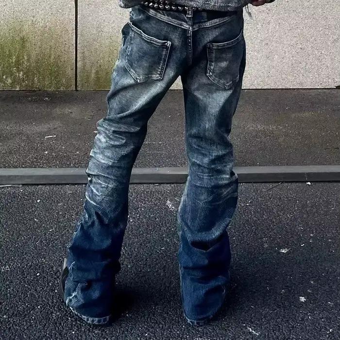 Jeans à boutons Printemps 2026 Nouveau design de pantalon long polyvalent simple bleu slim