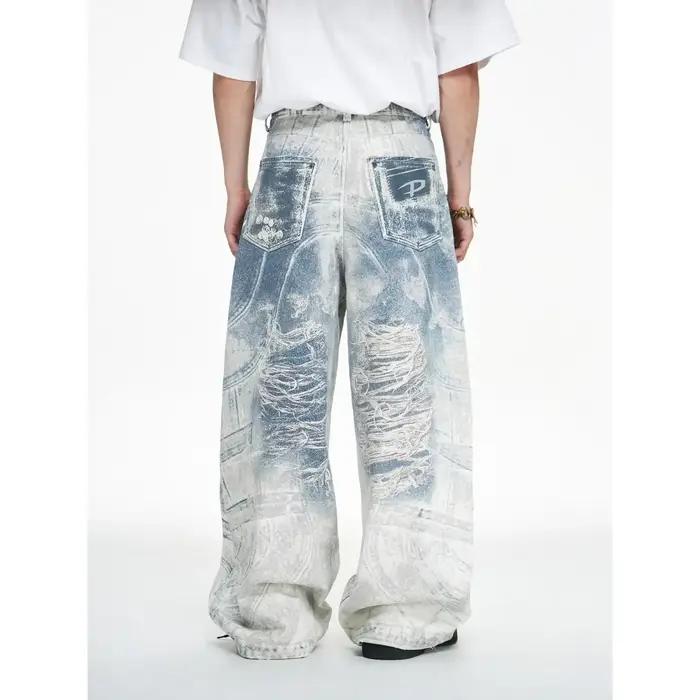 2025 nouveaux jeans hommes numérique splash-encre imprimé style