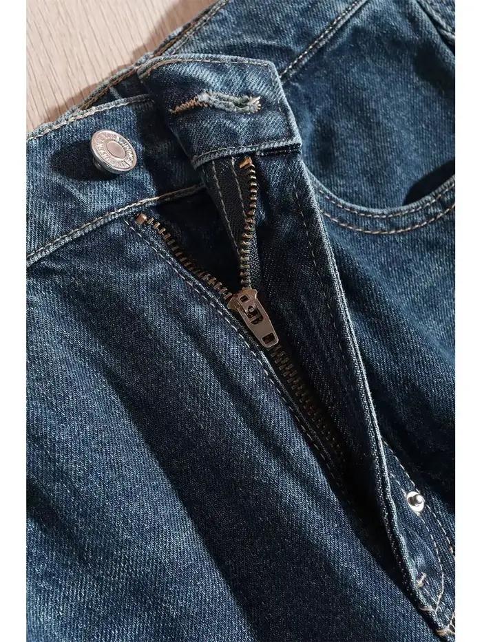 Pantalon en denim LOUIS YAO baggy taille haute pour femme, style rétro décontracté, automne-hiver, polyester coton, ajustement ample, braguette zippée, multiple couleurs disponibles