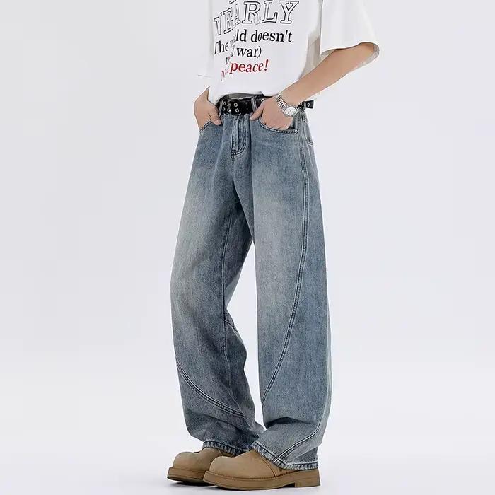Nouveau printemps/été 2025 hommes rétro jean ample décontracté denim pantalons