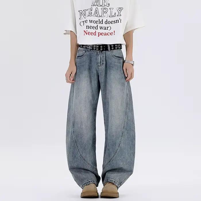 Nouveau printemps/été 2025 hommes rétro jean ample décontracté denim pantalons