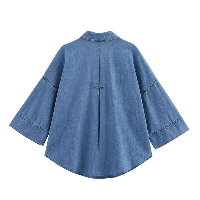Denim pantalon tenue pour femmes 2 pièces printemps automne mode à manches larges chemise décontractée