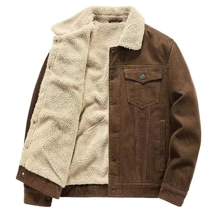 Veste en velours côtelé à boutonnage simple pour hommes