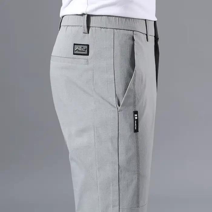 Pantalons décontractés pour hommes coupe ajustée stretch classique drap fin gris kaki noir légers et élégants pour toutes les occasions d'été