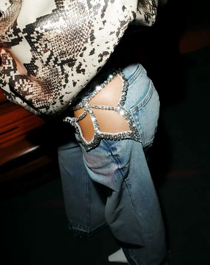 Jean déchiré style rétro américain pour femme