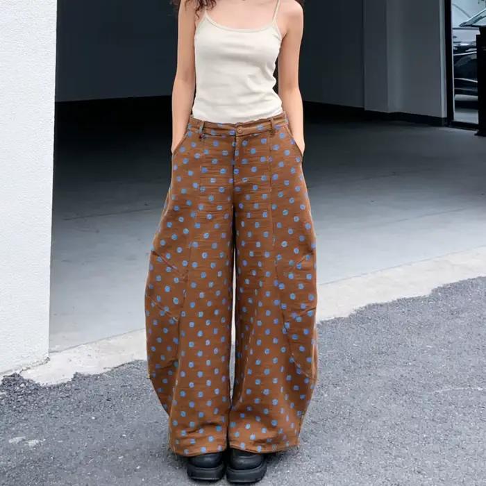 Jeans Y2K pour femmes, imprimé à pois