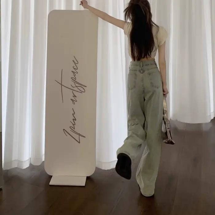Jean droit taille haute pour femme