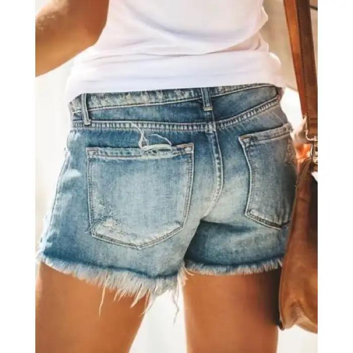 Botvotee été déchiré maigre Shorts jean pour femmes taille haute décontracté Denim