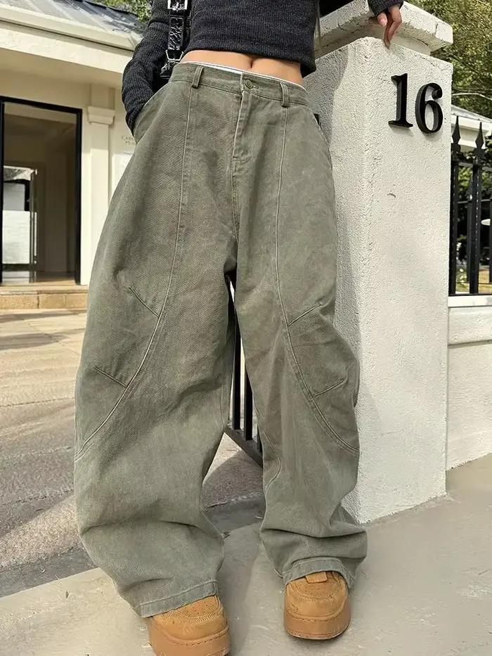 Jean Cargo délavé Vintage Y2K pour femmes