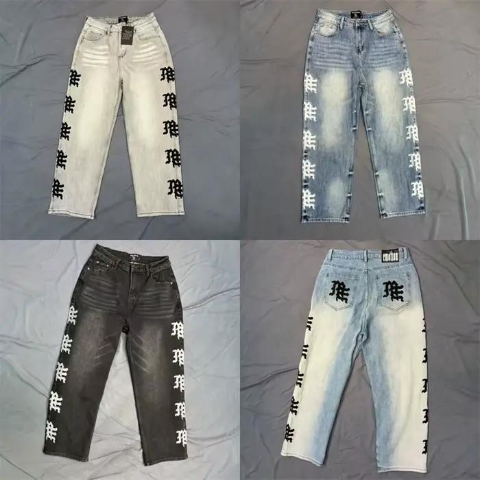 Jean Mixed Emotion en denim délavé bleu avec broderie pour homme style décontracté et tendance occasions quotidiennes et spéciales