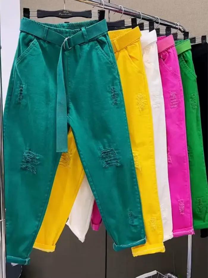 Mode jean femmes blanc printemps automne nouveau