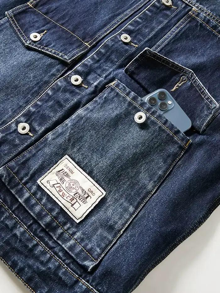Grande taille veste en jean hommes Vintage mode Streetwear ample décontracté surdimensionné Denim Cargo