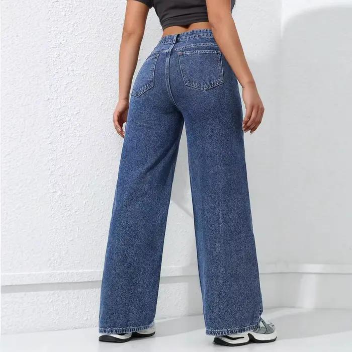 Jean large américain délavé bywindto pour femmes printemps été coupe droite polyester ajustement lâche occasions spéciales