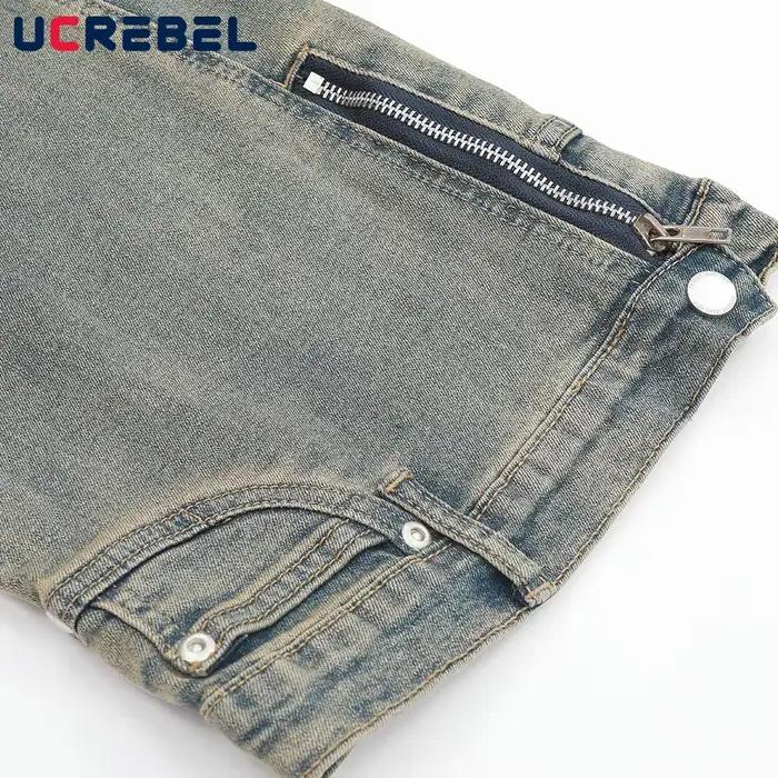 Pantalon évasé en denim à double genou pour homme