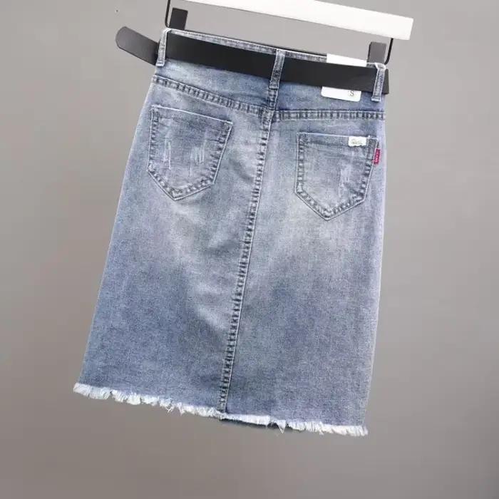 Jupe courte en jean taille haute pour femme
