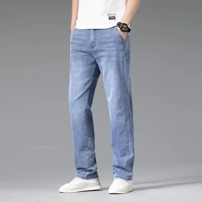 Jean Slim Décontracté Bleu Ciel Pour Homme Occasions Estivales Journées Décontractées Mode Été