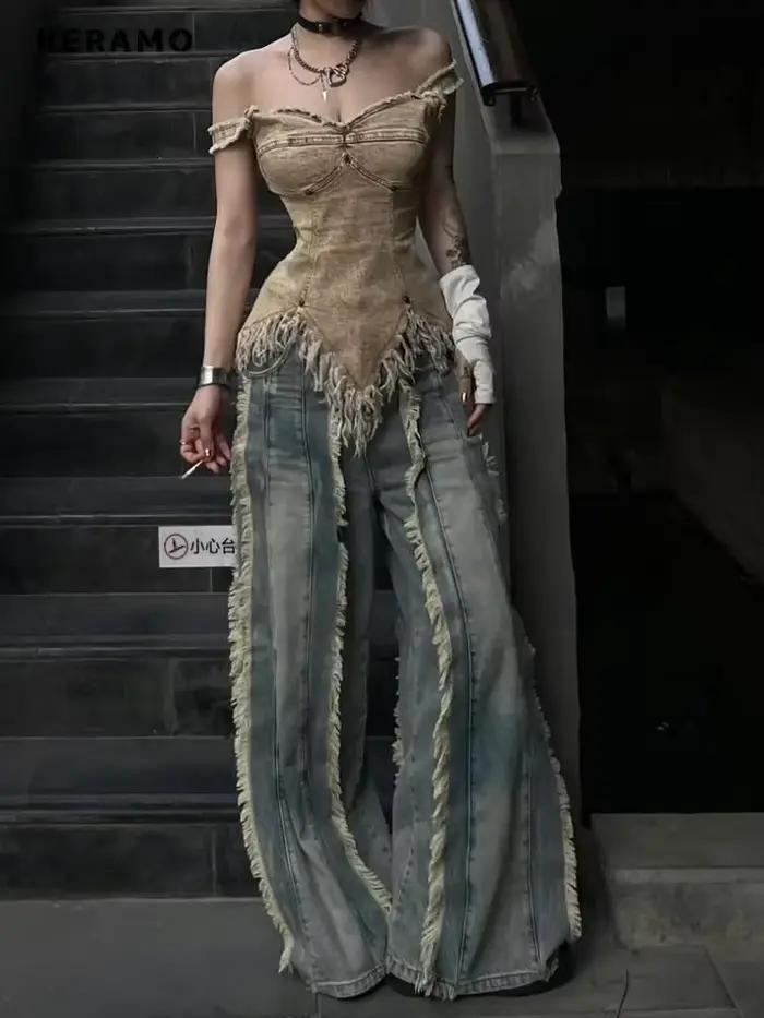 Jean Vintage Délavé Y2K pour Femme