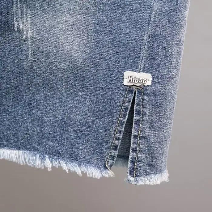 Jupe courte en jean taille haute pour femme
