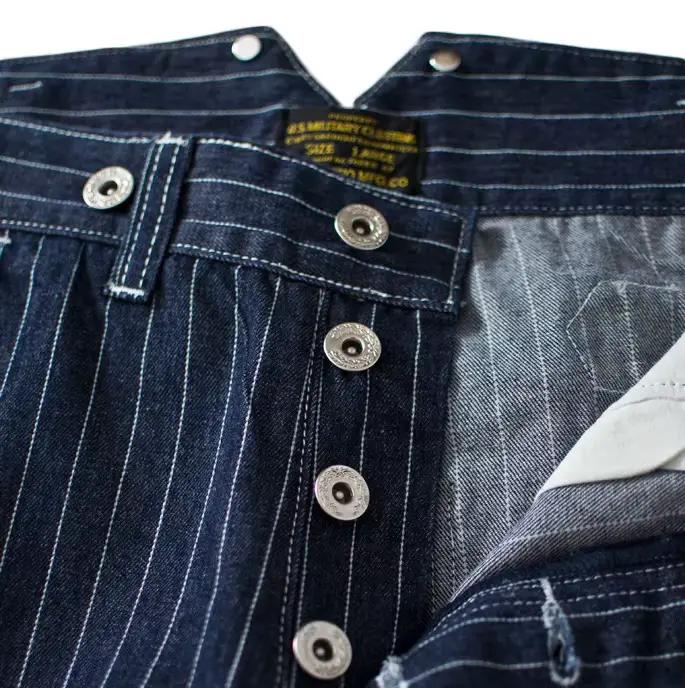 Jean Amekaji en Denim Bleu Brut Style Décontracté avec Rayures Verticales pour Hommes Occasions Quotidiennes et Spéciales
