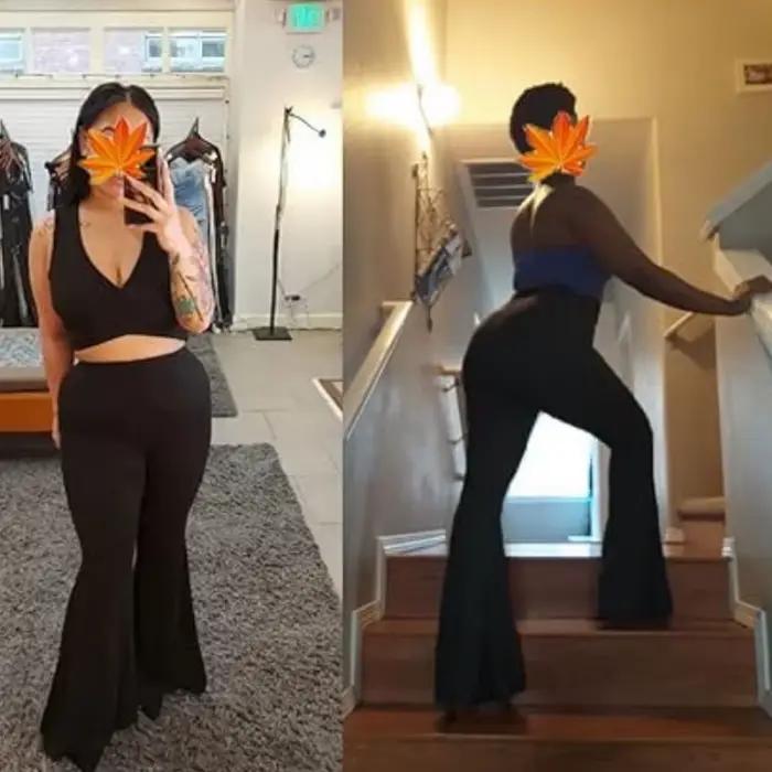 Pantalon évasé à cloche AIDAYOU leggings yoga taille haute extensible bootcut jambes larges push up levage des fesses petite plus