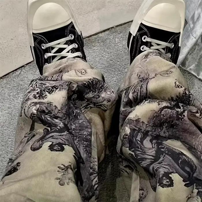 Baggy Jeans Punk Imprimés pour Hommes - Style Y2K - Jean droit - Occasions Casual et Spéciales