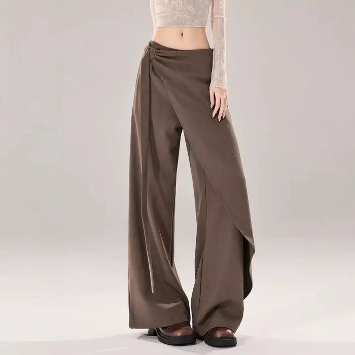 Pantalon large taille haute pour femme