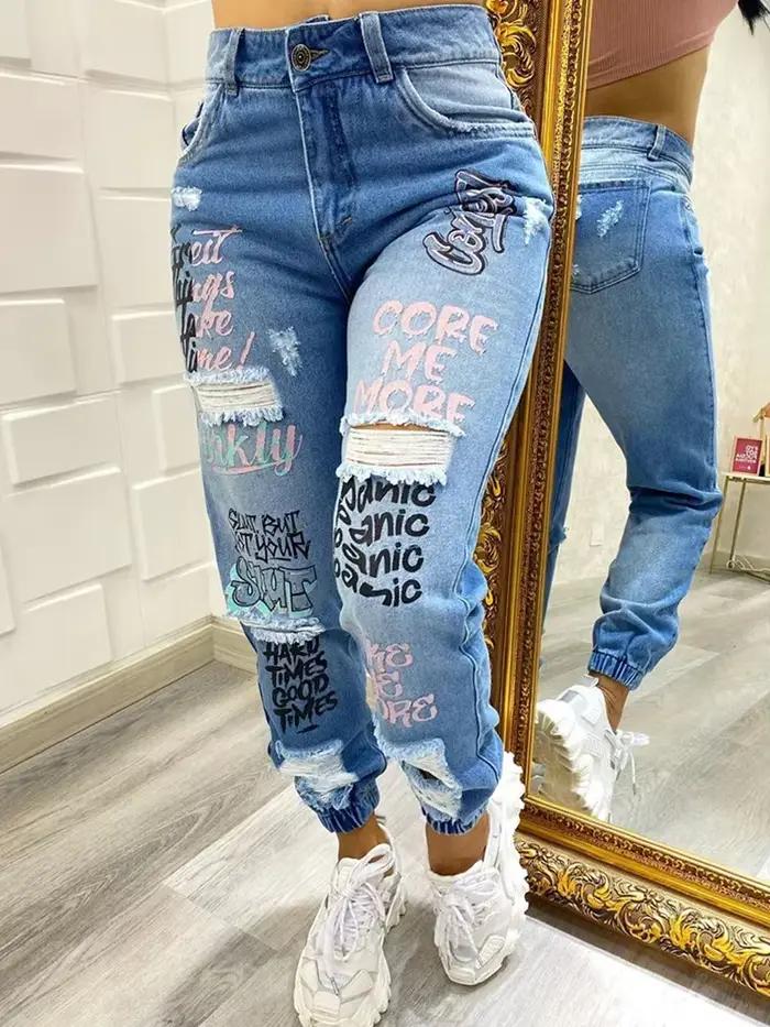 Jean Décontracté avec Monogramme pour Femme