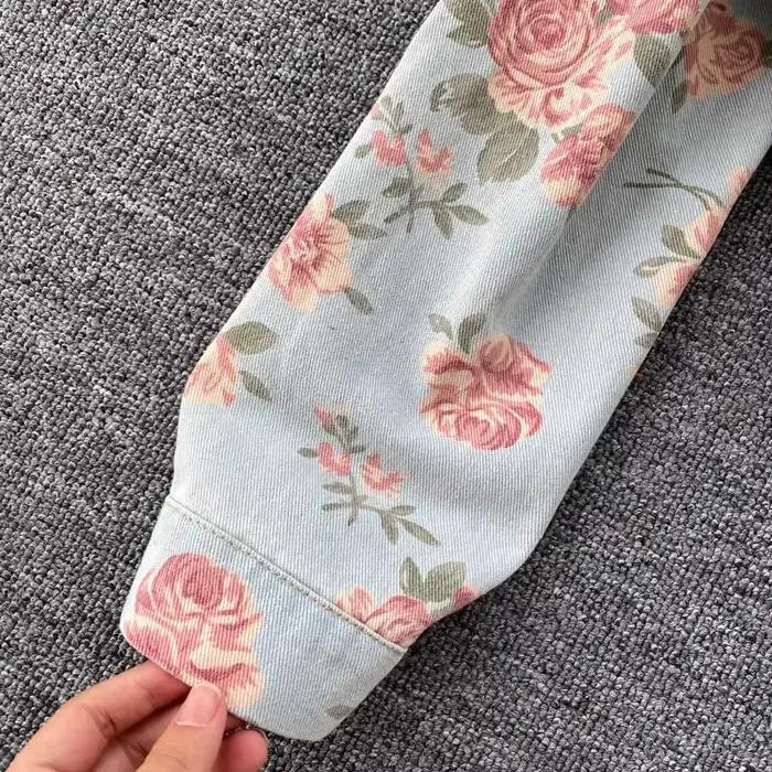 Veste en jean Vintage imprimé Floral pour femmes