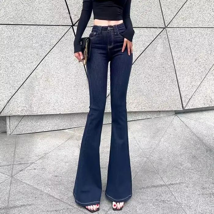 Jean Évasé de Cowboy Rétro pour Femme Pantalon Slim Fit Élégant Occasions Spéciales Automne Hiver