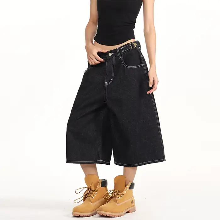 Jean ample rétro américain 3/4 longueur pour femme