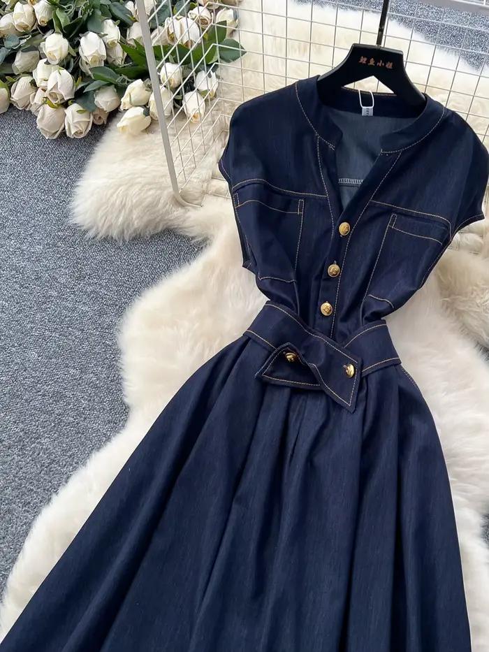 Robe longue en Denim pour femmes