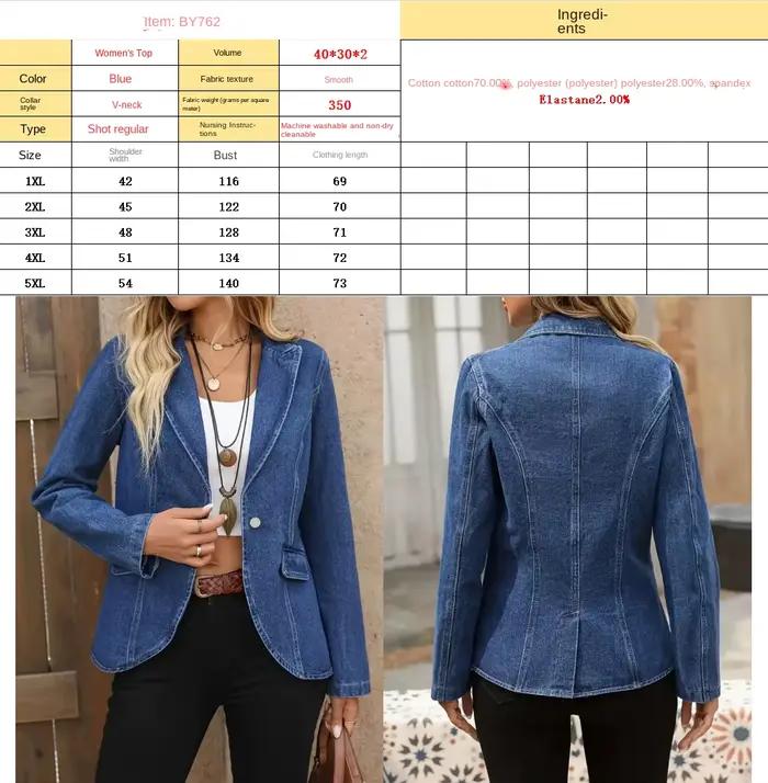 Blazer en jean asymétrique pour femmes de grande taille style streetwear printemps automne polyvalent occasionnel confortable chic