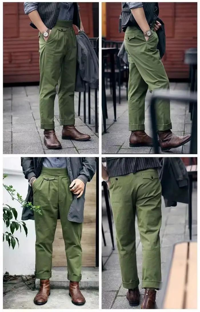 Pantalon Gurkha vert Vintage pour hommes
