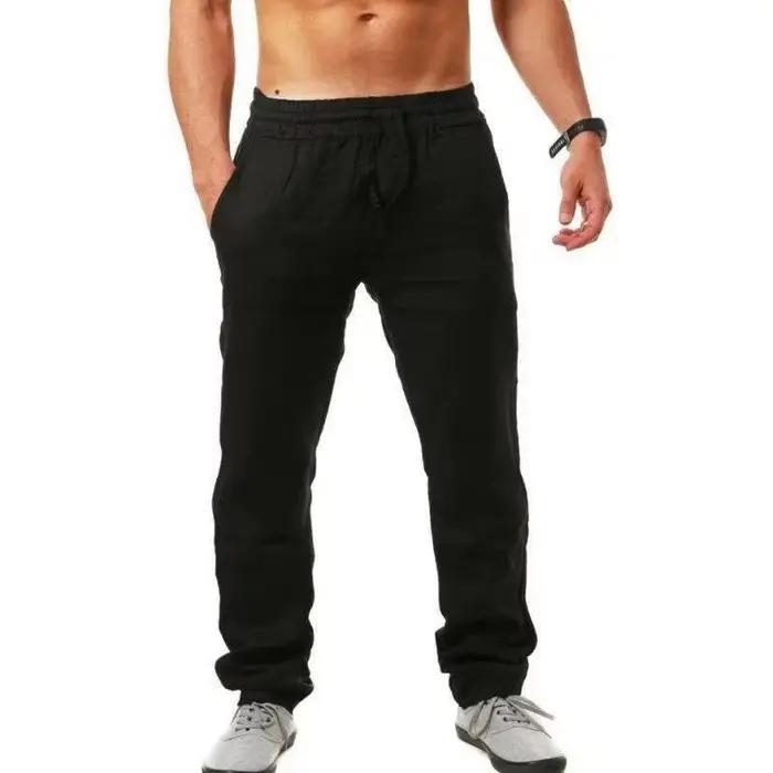 Pantalon décontracté homme taille élastique coton lin printemps été quotidien sport moderne