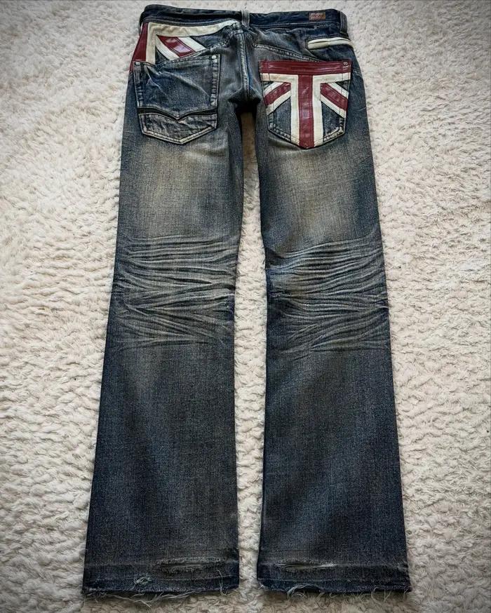 Jean en denim Y2K délavé bleu décontracté pour femme