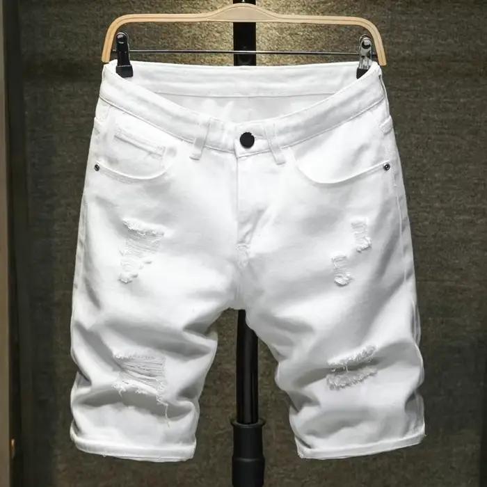 Short en jean déchiré au genou pour homme